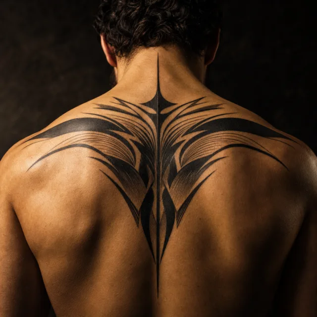 AI tattoo design previewed on a back