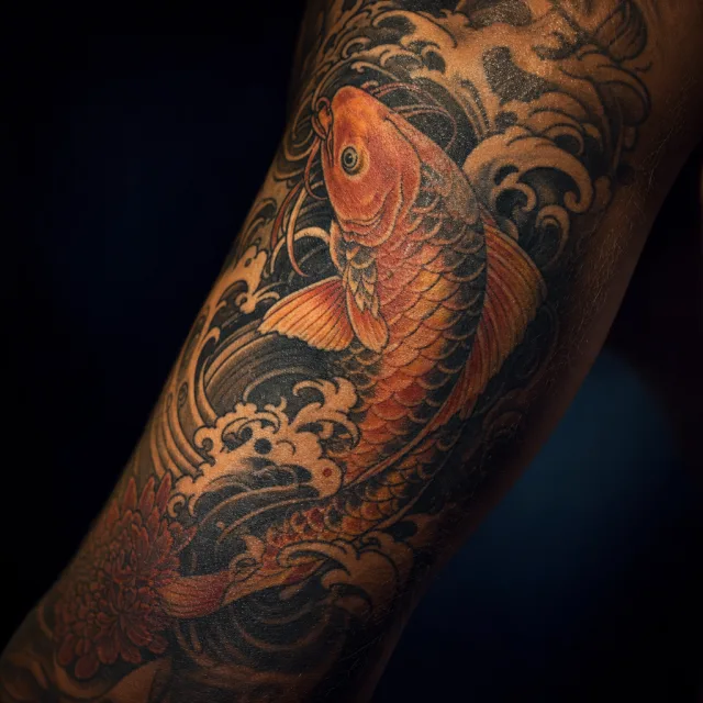 AI tattoo design previewed on a upper arm