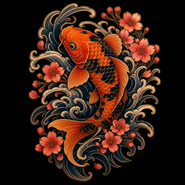 Japanese tattoo design generated by the MyInk AI tattoo generator