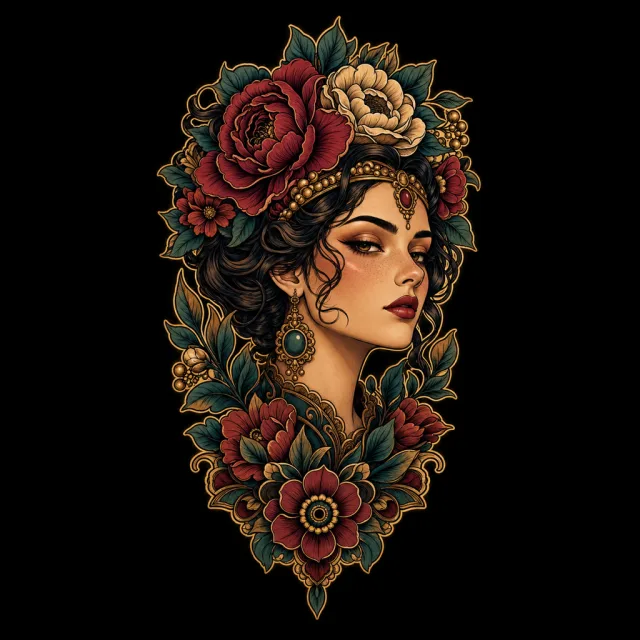 Neo-Traditional tattoo design generated by the MyInk AI tattoo generator