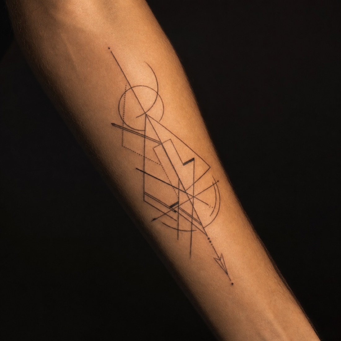AI-generated preview of a tattoo design placed on a forearm photo